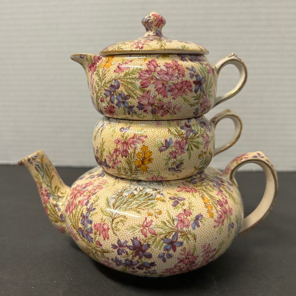 Lord Nelson Ware Heather Stacking Tea for One Set Floral Chintz 2780